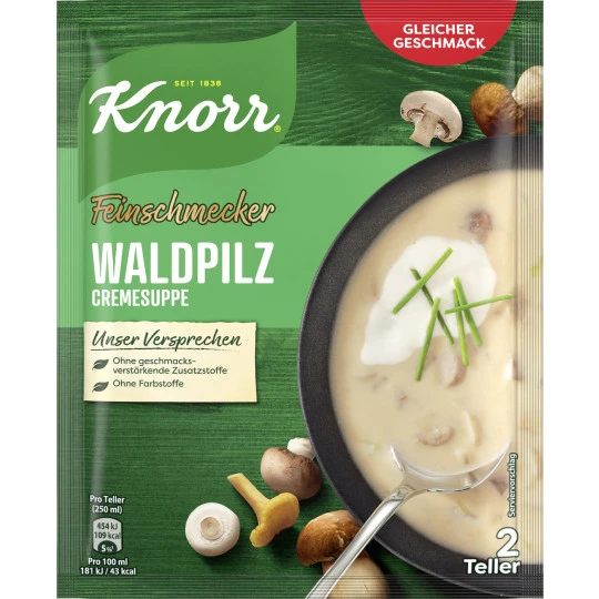 Knorr Feinschmecker Waldpilz Cremesuppe 48G 3 Knorr Feinschmecker Waldpilz Cremesuppe 48G